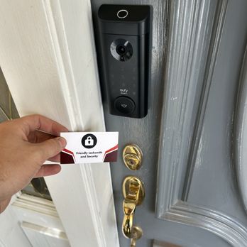 Smart lock installed on a front door